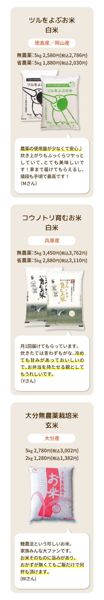 産直米を注文した組合員さんの声